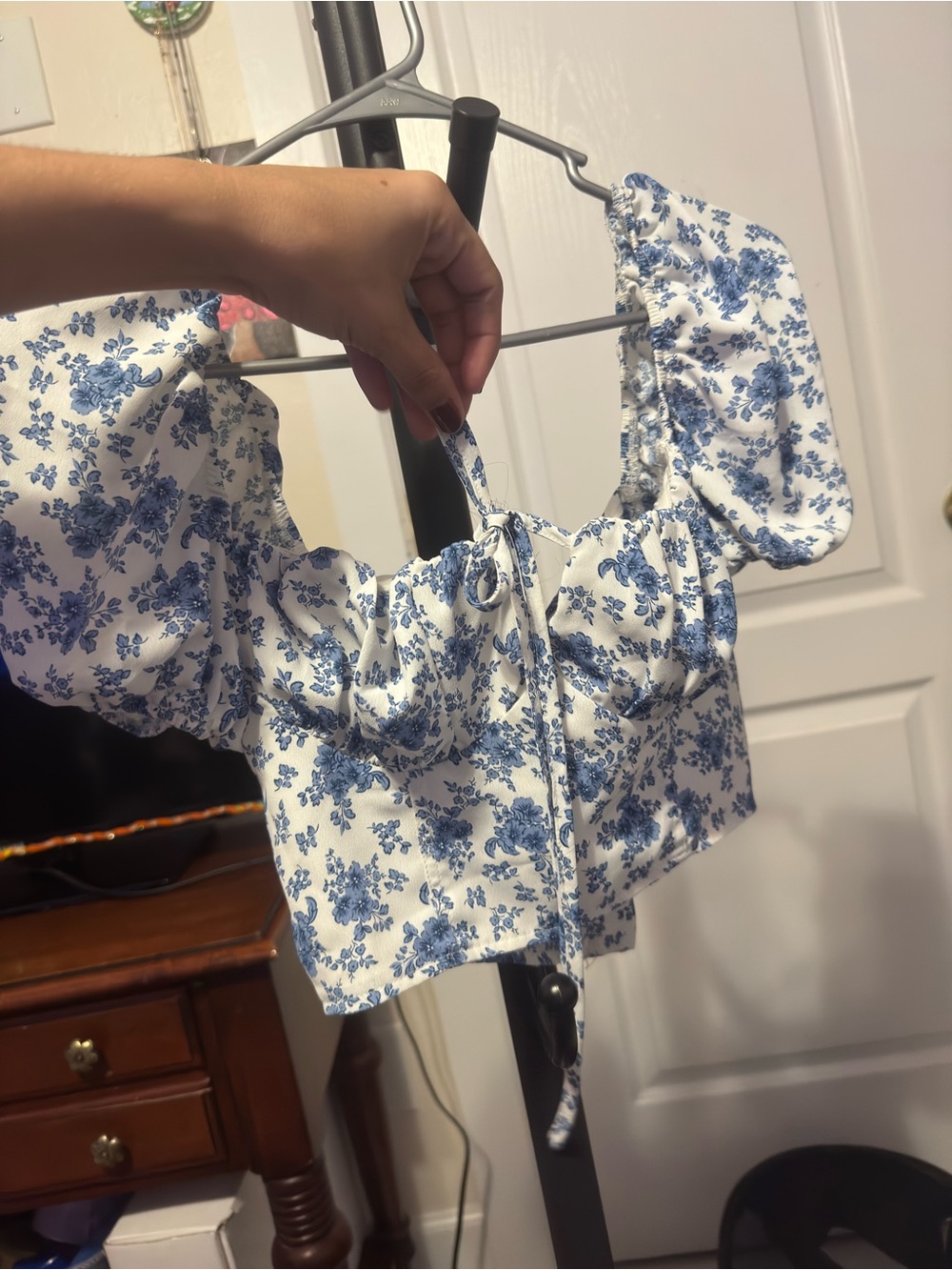 Blue Floral Crop Top - Unbranded